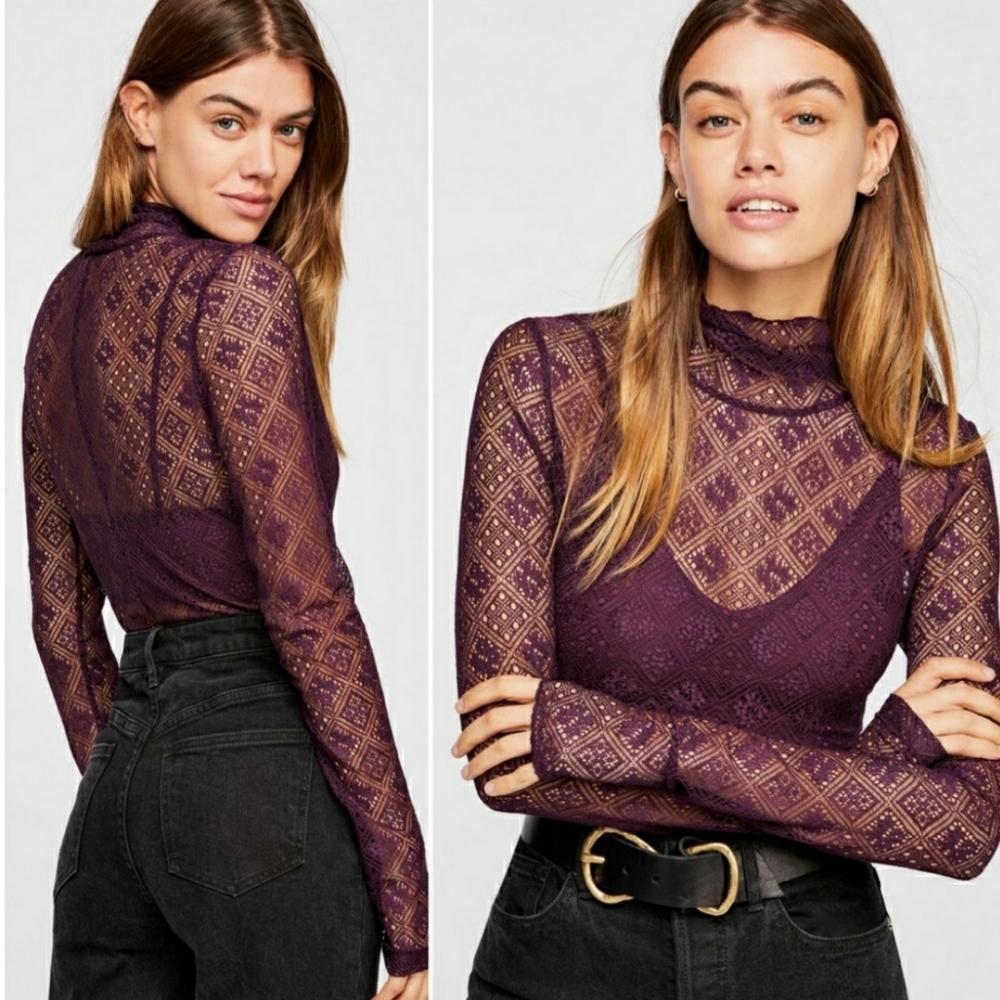 NWT!FREE PEOPLE Long Sleeve 'Sweet Memories' Lace